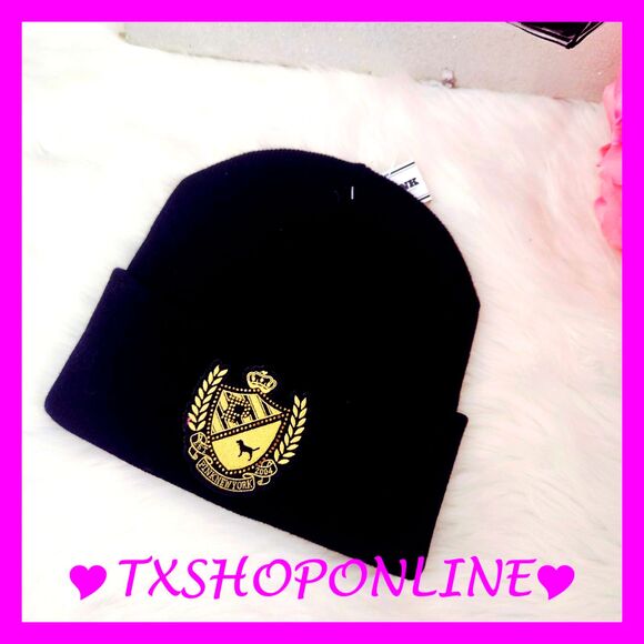 💗👒PINK Victoria’s Secret Rib Knit Beanie Black Beanie👒💗 - Picture 1 of 4